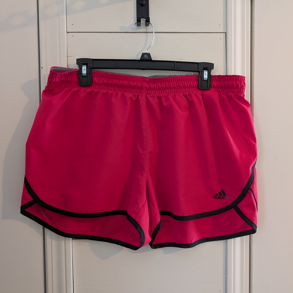 Adidas Bright Pink Elastic Waist Athletic Shorts